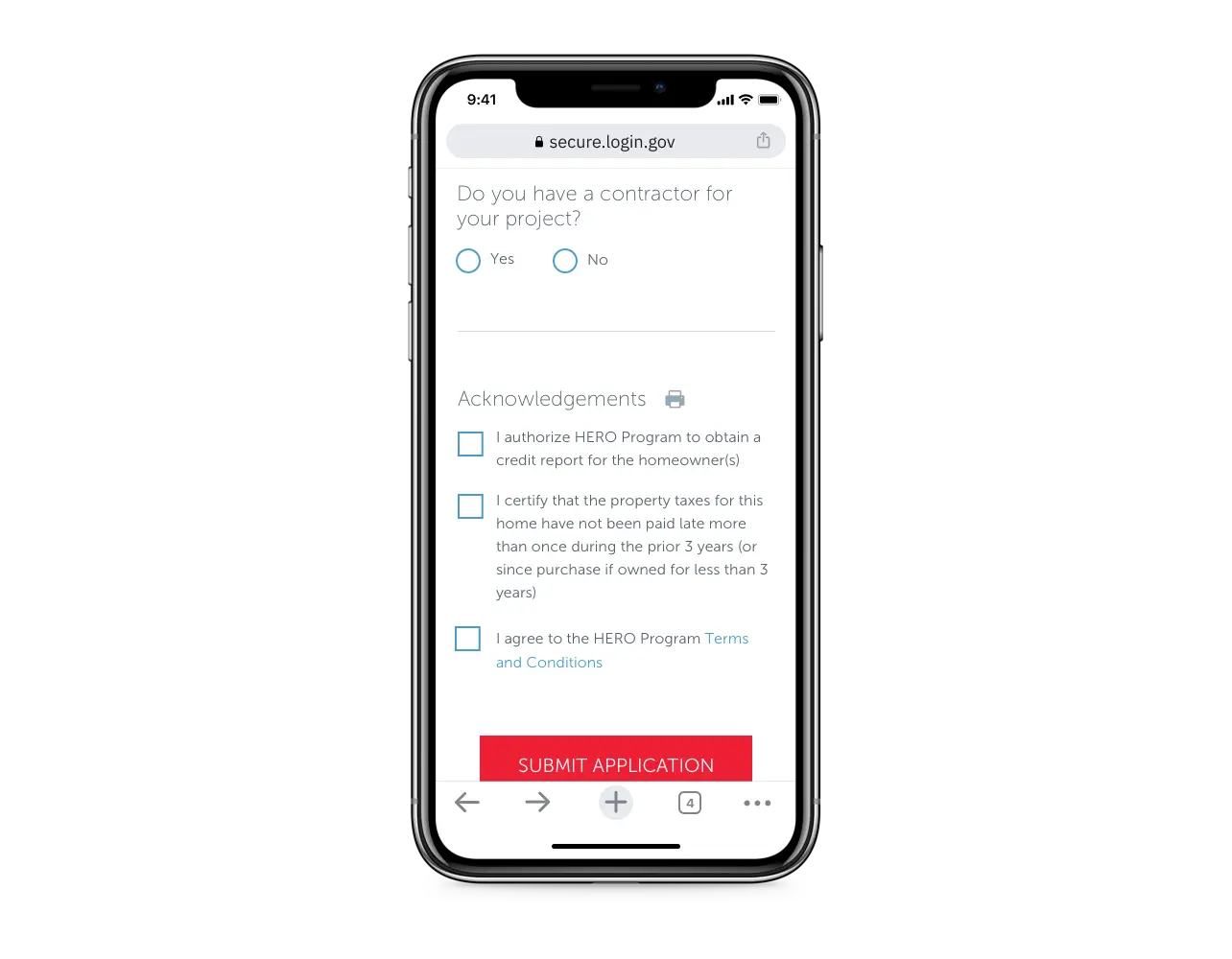 Enabled contractors to complete application during home visit