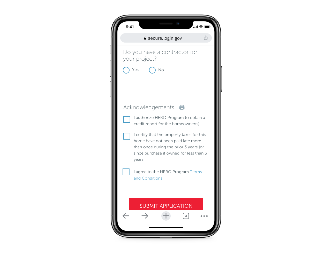 Enabled contractors to complete application during home visit
